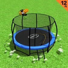 Kahuna Trampoline 12 ft with Basketball Set - Blue