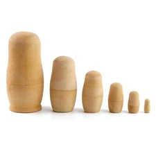 6 Set Plain Nesting Dolls DIY Kids Blank Nesting Dolls Unpainted