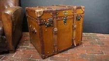 Antique Style Handmade English Large Belted Design Occasional table Side Trunk