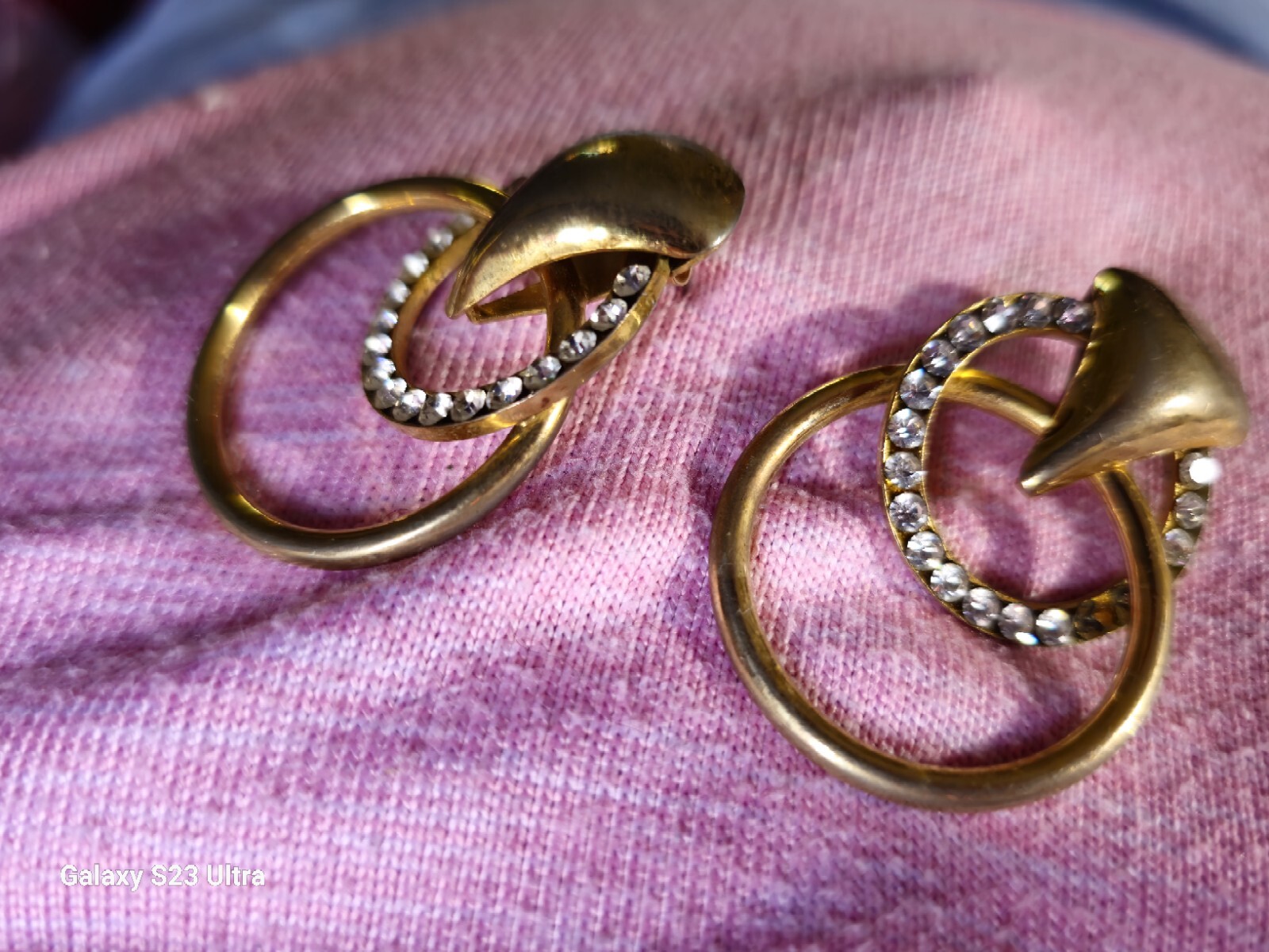 Interlocking Ring Rhinestone Periced Earrings - image 1