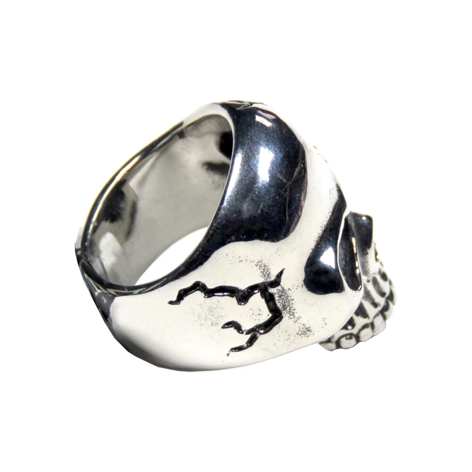 Мужское байкерское кольцо из нержавеющей стали с треснутым черепом - Изображение 2 из 3