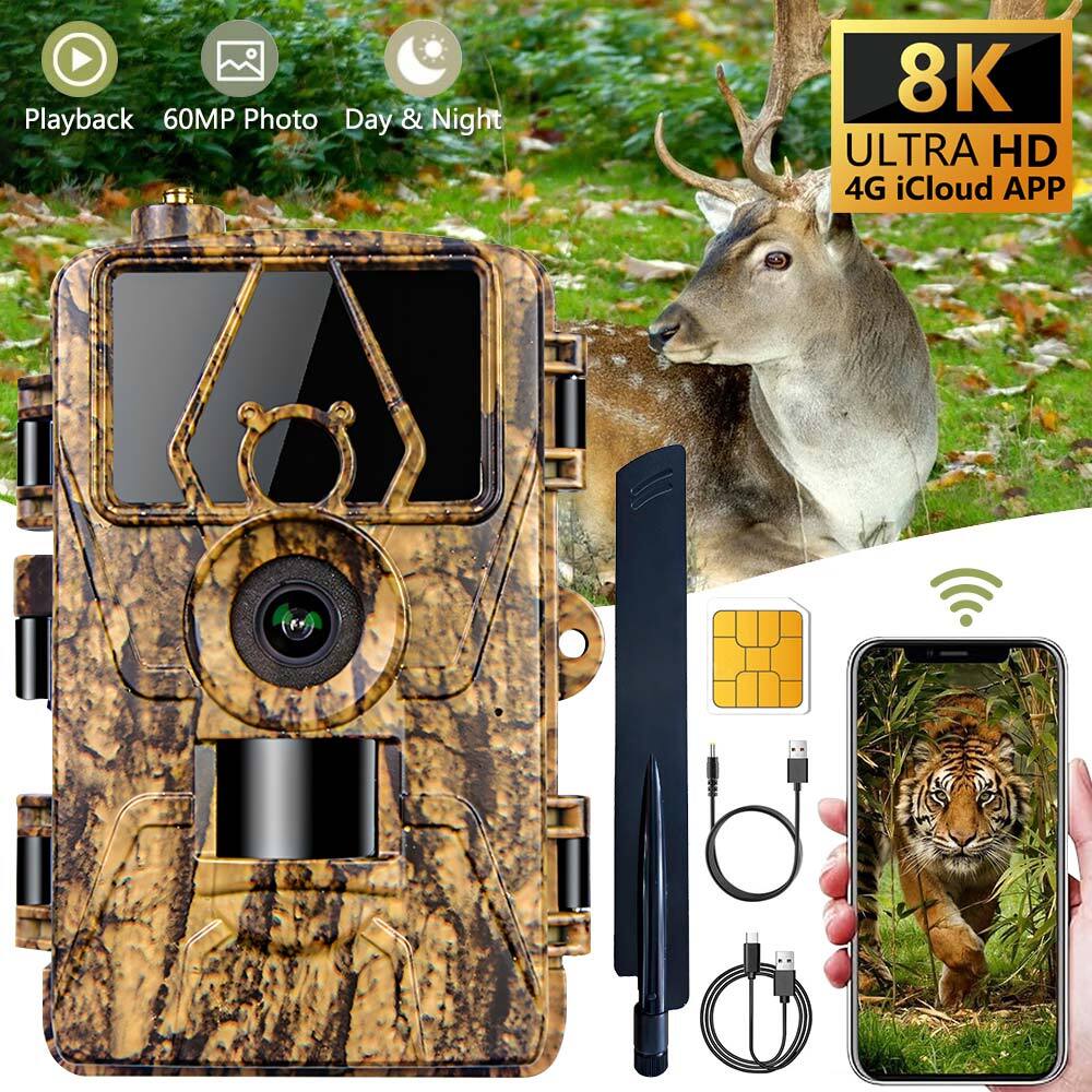 4G Hunting Camera Wildlife Camera IR Night Vision Photo Trap 60MP