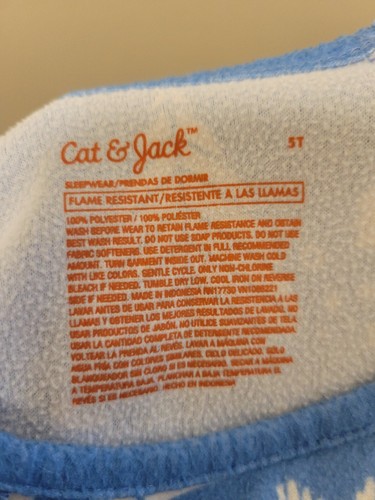 Cat & Jack 5T Girls Nightgown Long Sleeve Blue White Nature Animals Fleece - Picture 8 of 8