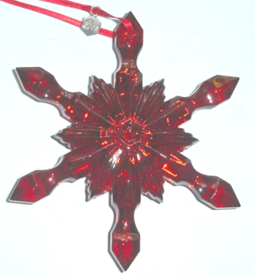 Baccarat Crystal Noel Snowflake Ornament Red Mirror 2014 #2808330