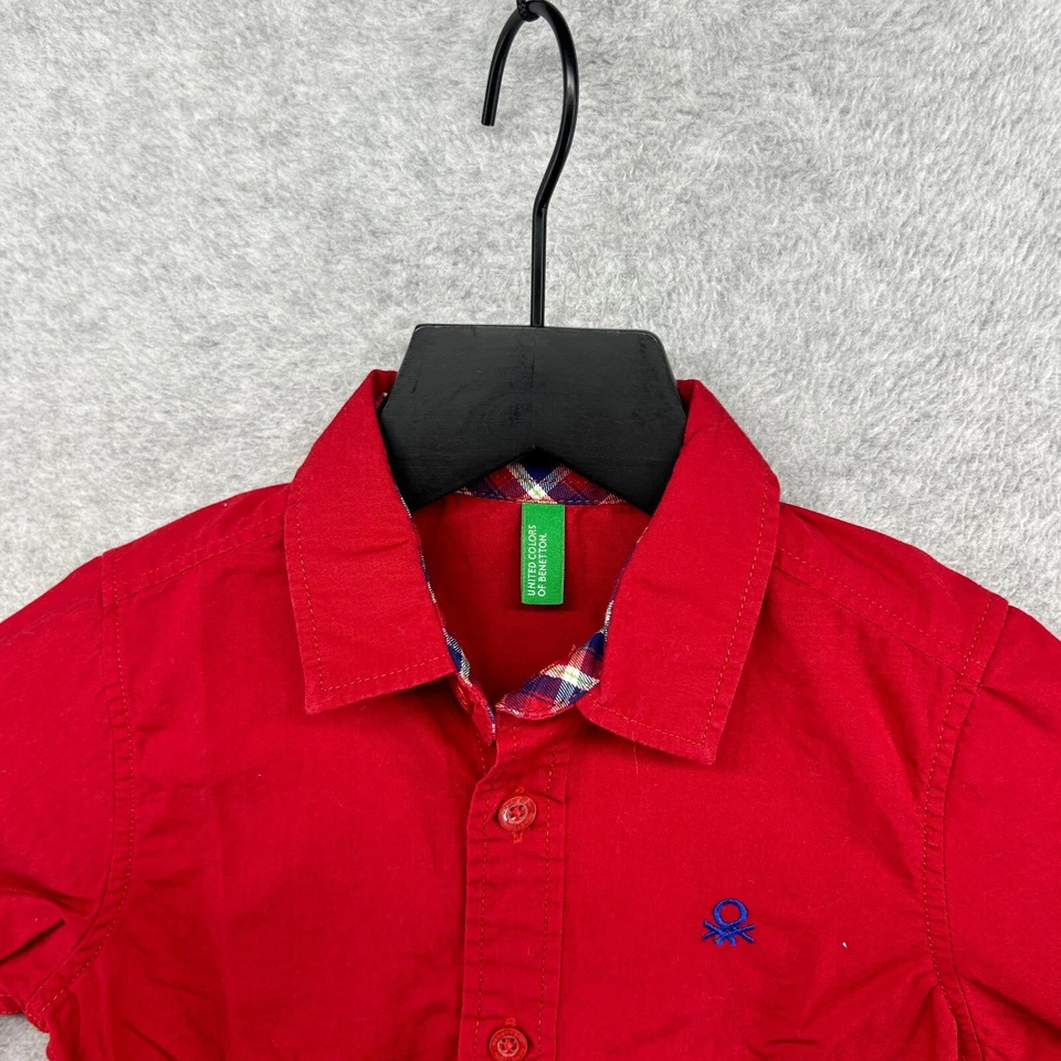 Camisa Benetton Niño Pequeño Talla 1 Rojo Manga Larga Vestido Abotonado Foto 4 de 4