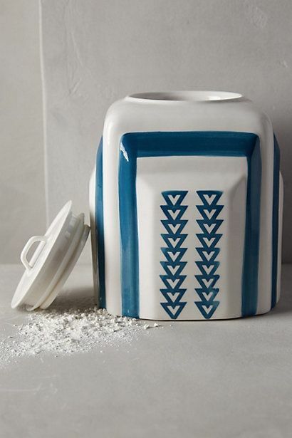 Anthropologie Canister MARQUESAS Jar Handle Striped Geometric