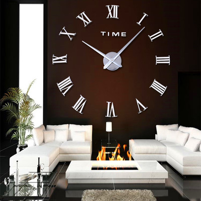 Wanduhr ORIGINAL MAX3 130 cm 3 D Uhr Selbst gestaltbare Do-it-yourself silber
