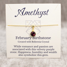 February Birthstone Bracelet, Gold or Silver, Purple Crystal, Adjustable Chain