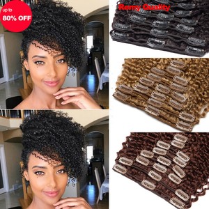 Virgin Brazilian Afro Kinky Curly Human Hair Extensions Clip In