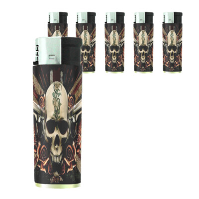 Skull D2 Set of 5 Electronic Butane Lighter