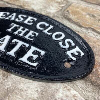Please Close The Gate Black Cast Iron Sign – Antique Wall Plaque For Garden, Gate, Or Door 3 thumbnail image