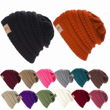 Men Women Knitted Slouchy Baggy Beanie Oversize Winter Hat Ski Cap Fur Lining