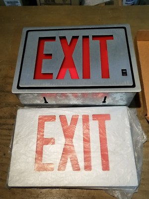 Lithonia Signature Series RS1R120 Emergency Metal Sign Red Lettering 1J-1854-C1