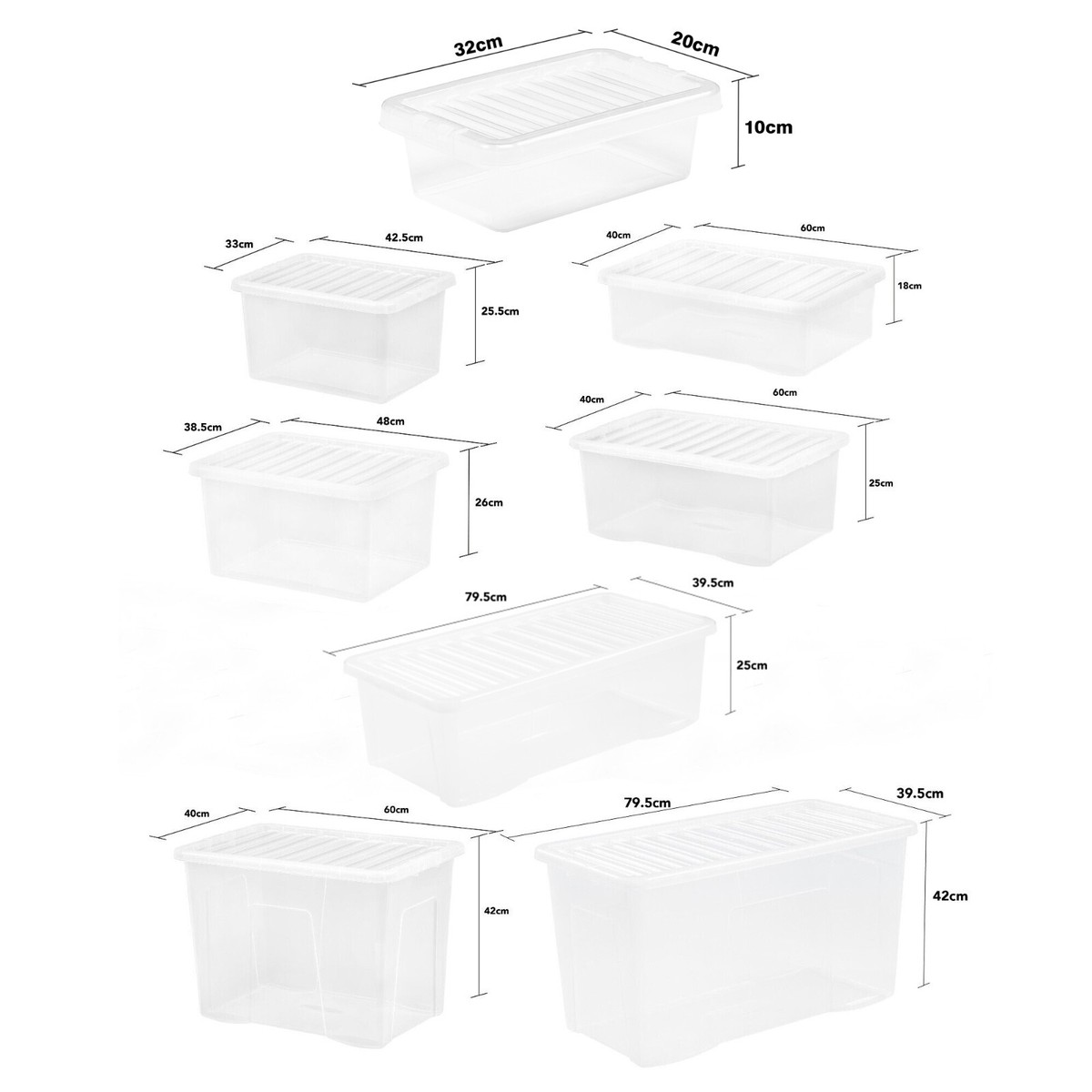 [3er Set] Klar Kunststoff Stapelbar Aufbewahrungsbox mit Deckel Home Office Küche - UK