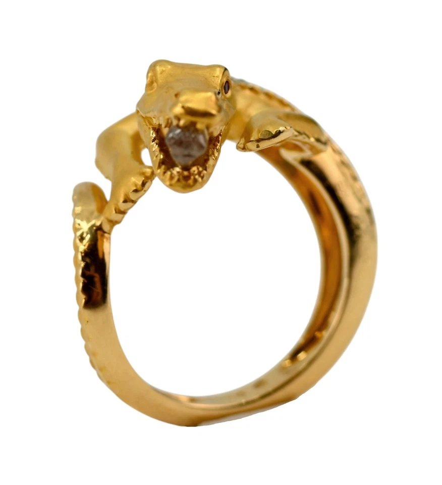 Anillo Carrera y Carrera Piedras Preciosas Caimán Sólidas Oro Amarillo 18k Raro Tamaño: 6.25! Foto 3 de 4