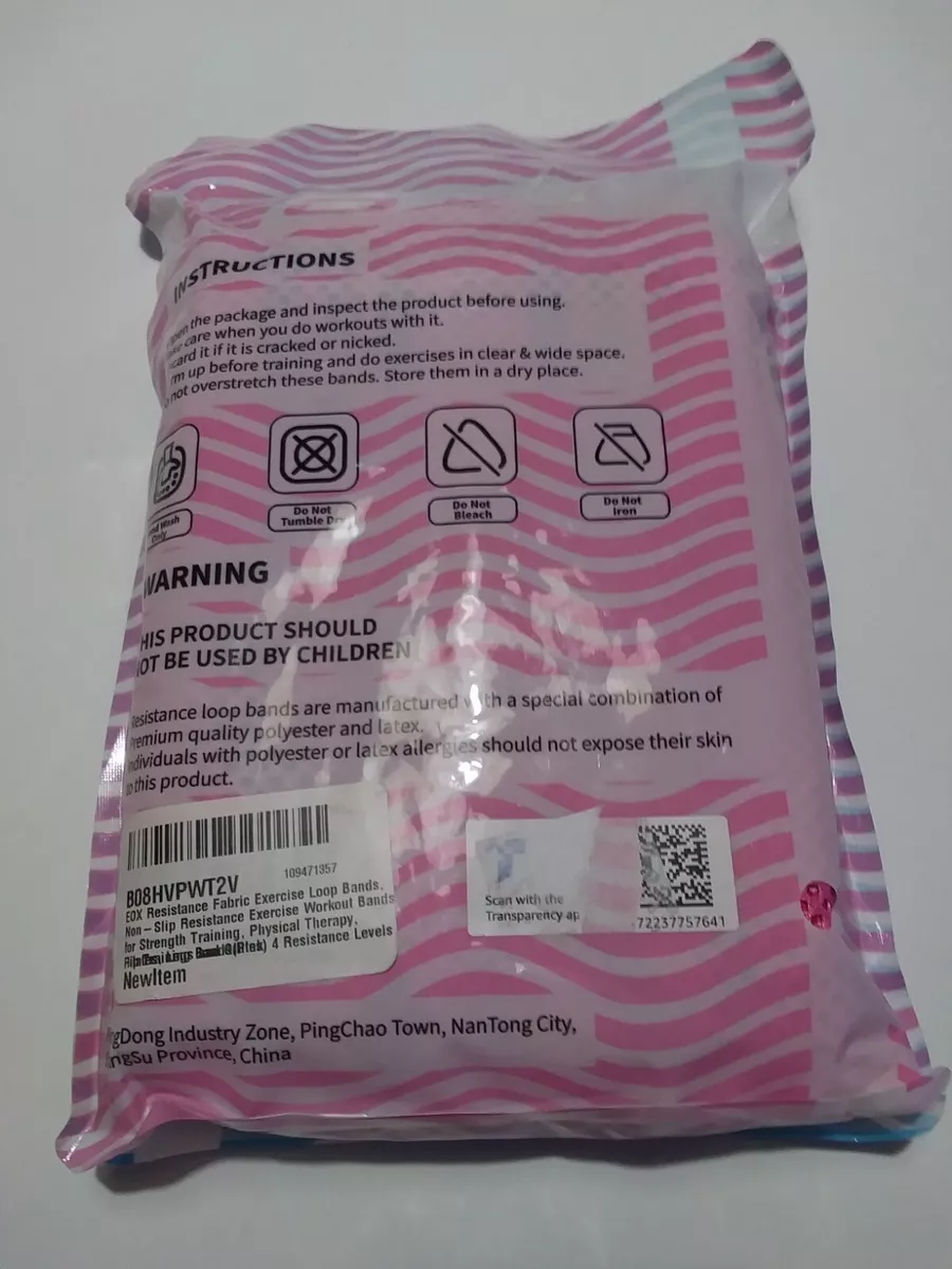 EOX Resistance Fabric Exercise Loop Bands 4 Resistance Levels Pink