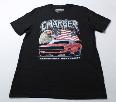 Resto Mods Men's American Charger Short Sleeve Graphic T-Shirt EH6 Black Large