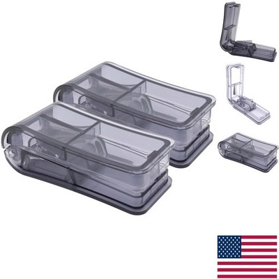 Precision Pill Cutter & Splitter   2 Pcs Portable Medication Organizer in Black