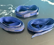 6.8 Yards of 1/2" Designer Louis Vuitton Blue Gift Ribbon w/Gold Logo Authentic