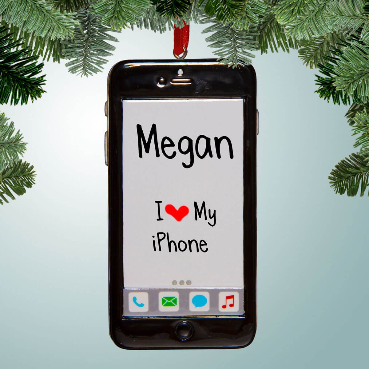 Personalized Black iPhone Christmas Ornament