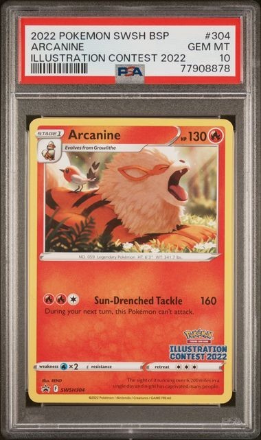 2022 Pokemon Black Star Promo Illustration Contest Arcanine PSA 10