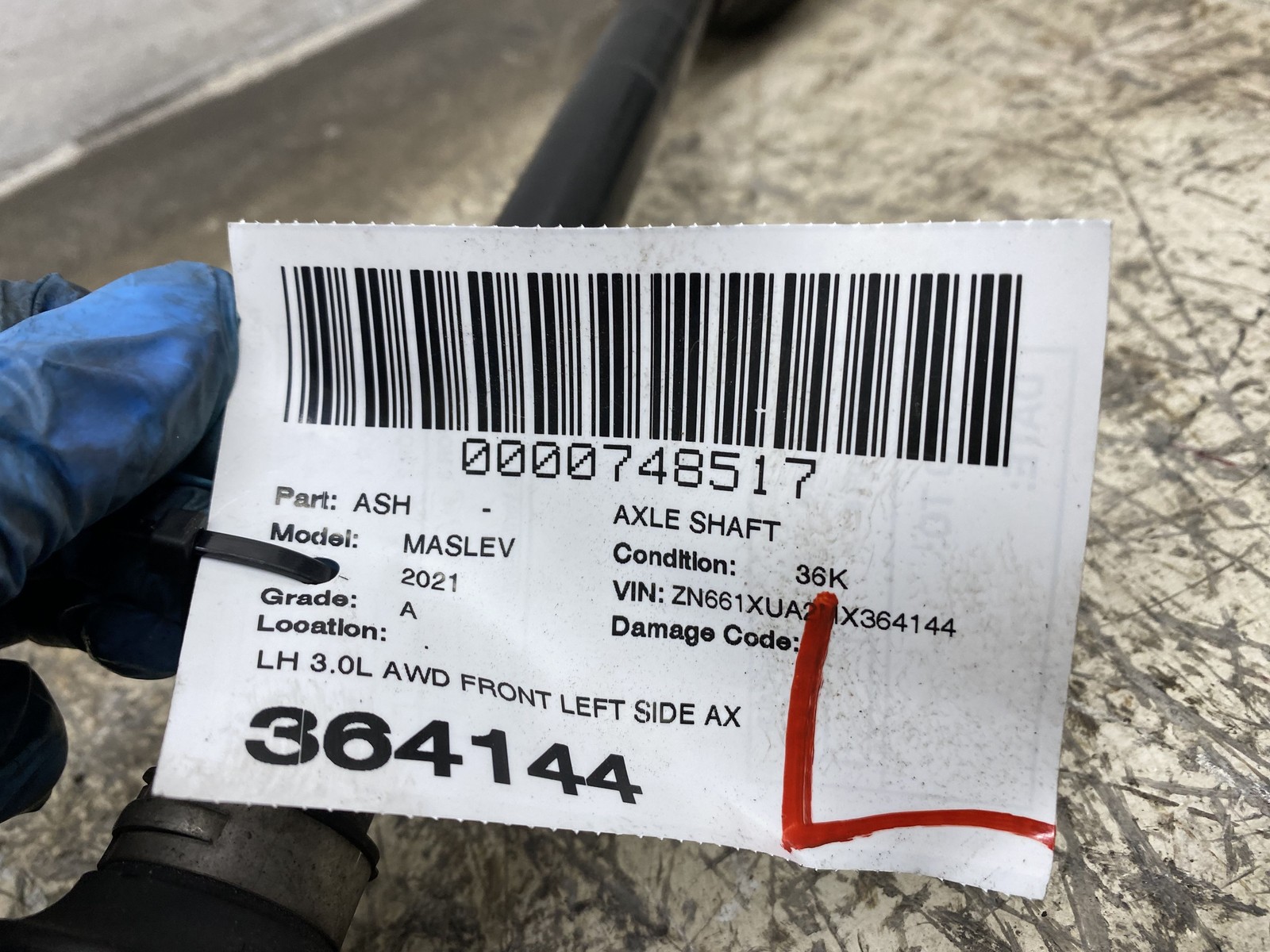 2014-2024 MASERATI LEVANTE OEM 3.0L AWD FRONT LEFT AXEL SHAFT HALFSHAFT *36K*