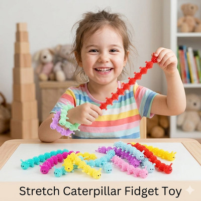Dehnbare Raupe Wurm sensorisches Zappeln Stressabbau Spielzeug Kinder ADHS Autismus