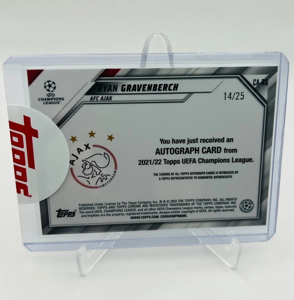RYAN GRAVENBERCH /25 ORANGE AUTO 21-22 Topps UEFA Champions League AJAX #CA-RG - Image 2 of 2