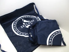 Lot of 2 Skechers Dark Blue/White Nylon Drawstring Backpack Gym Bag 20" x 17"