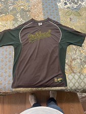 MLB Oakland Athletics A’s Majestic Jersey Style Shirt Mens Large Gray Green