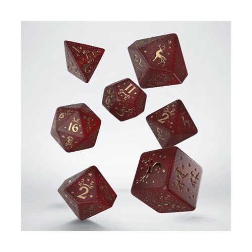 Q-Workshop Dice Christmas Dice Set (2022 Ed) - Red w/Gold (7) New - 第 2/2 張圖片