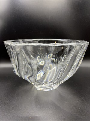 Orrefors Crystal Residence Octagon Top Edge & Undulating, Swirled Facets Bowl