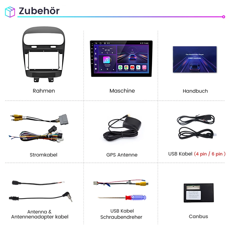 For Fiat Freemont 2012-2020 1+32GB Android 14 CarPlay Car Stereo BT GPS Sat Nav DAB+ - Image 4 of 4