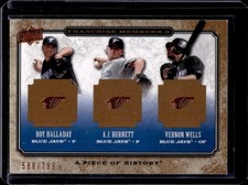 2008 UD A Piece of History Roy Halladay A.J. Burnett Vernon Wells Triple #/799