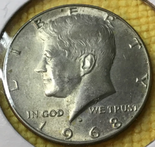 1968-D Kennedy Half Dollar 50c, - 40% Silver, KM#202a
