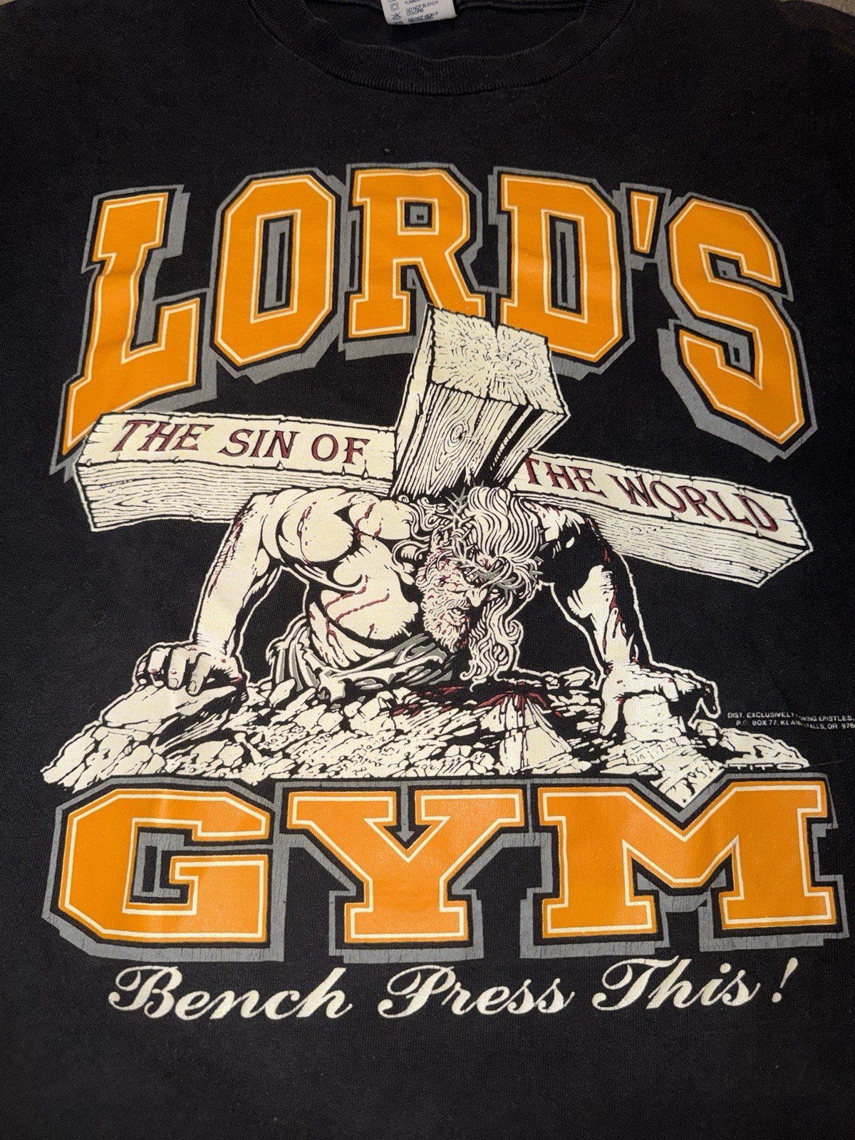 Vintage Lord's Gym T-Shirt Size L Black 1990 Living E… - Gem
