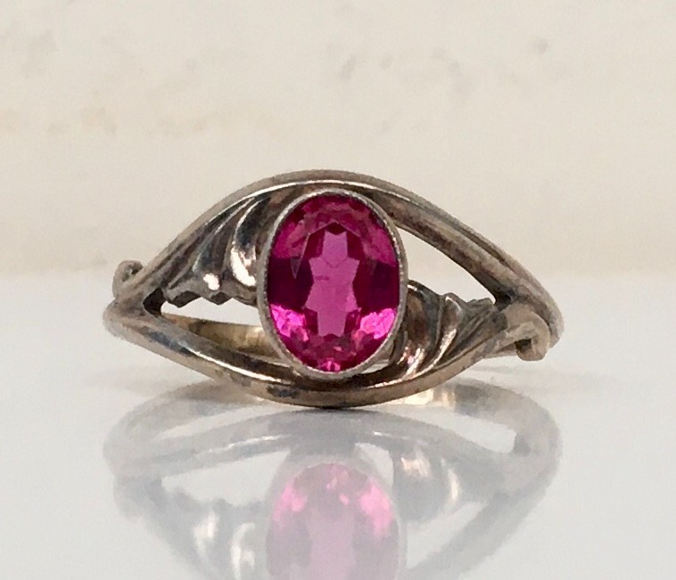 Ring № 77 Vintage Soviet Red Ruby Ring Silver Rin… - image 5