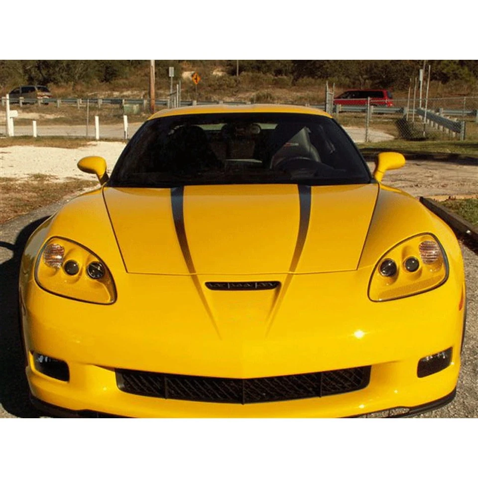 2pc Black Vinyl Fade Hood Graphic for 2005-2013 Chevy Corvette C6 - Image 3 of 4