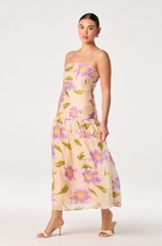 Size XS - ASTR The Label Ava Purple Floral Pleated Midi Dress - MSRP $109