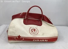 Vintage Riviera Manufacturing Canada Can-am 83 Red and White Leather Duffle Bag
