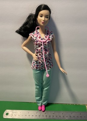Mattel Barbie Career You Can Be NURSE Doll Asian Ethnic Scrubs Stethoscope