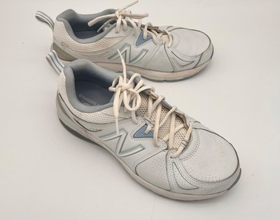 Women's New Balance 857WB2 White/Blue Walking Shoes Size 10.5 Leather Sneaker