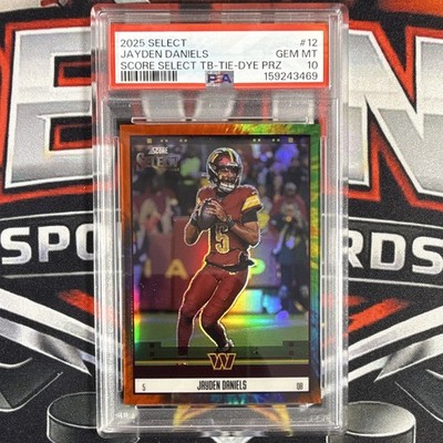2025 Panini Select Score Select Jayden Daniels Tie-Dye /25 #12 PSA 10 POP 1