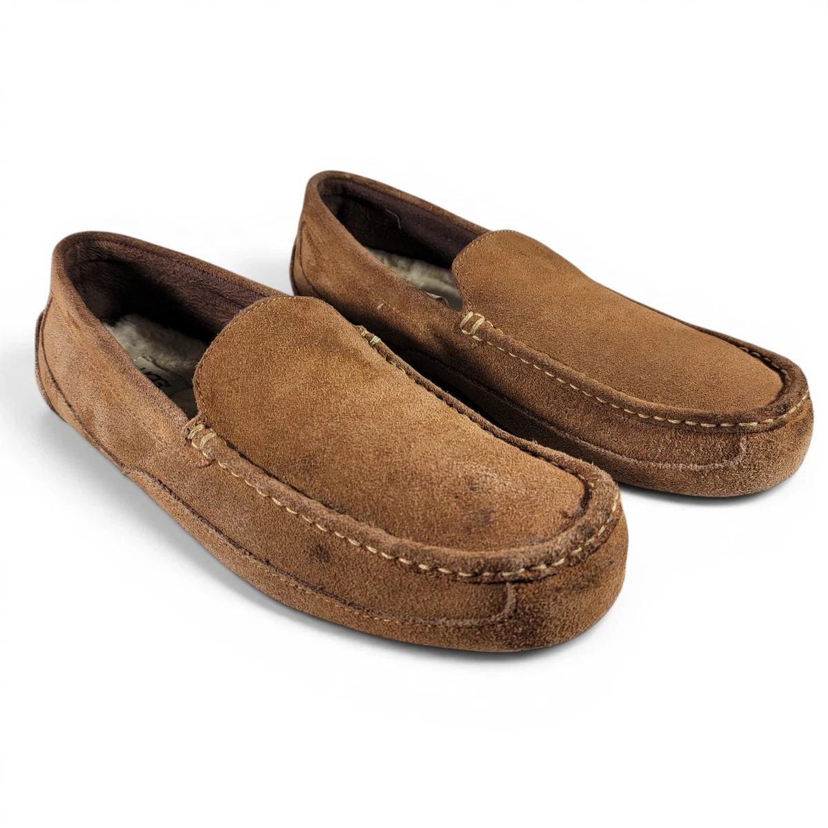 UGG Men\'s Brown Suede Shearling Slip-On Loafers Brown Loafers Ugg Slip On Moccasins UGG Suede Roni Moccasian  main image 3