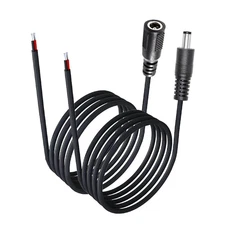 2 Pcs DC Power Pigtail Barrel Plug Connector Cable18Awg,Adapter 6FT 5.5MM X 2.5M