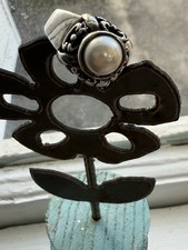 Vintage Sterling Silver Pearl Size 7 Ring