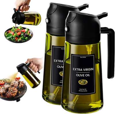 - 16Oz/470Ml Olive Oil Dispenser for Kitchen with Stickers - 2 in 1 Olive Oil Sp