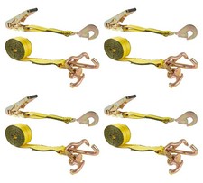 (4 Pack) 2" x 8' RTJ Cluster Ratchet Straps Car Hauler Tow Wrecker Straps