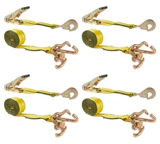 (4 Pack) 2" x 8' RTJ Cluster Ratchet Straps Car Hauler Tow Wrecker Straps