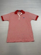 Vintage Izod Lacoste Shirt Youth Size 18 Red Striped Short Sleeve Blue Crocodile